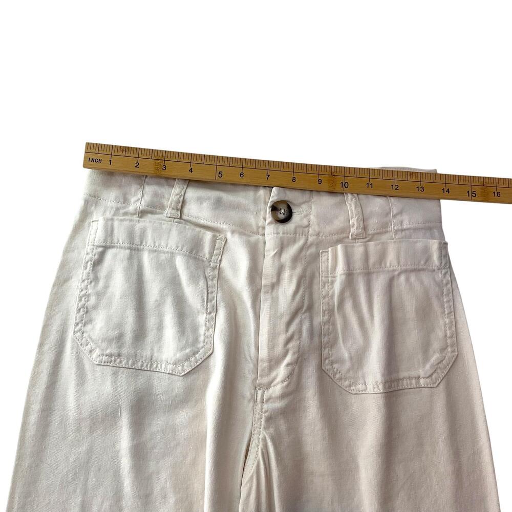 Maeve The Colette Pants Womens 26 White Linen Blend Cropped Wide Leg Twill - Picture 5 of 12